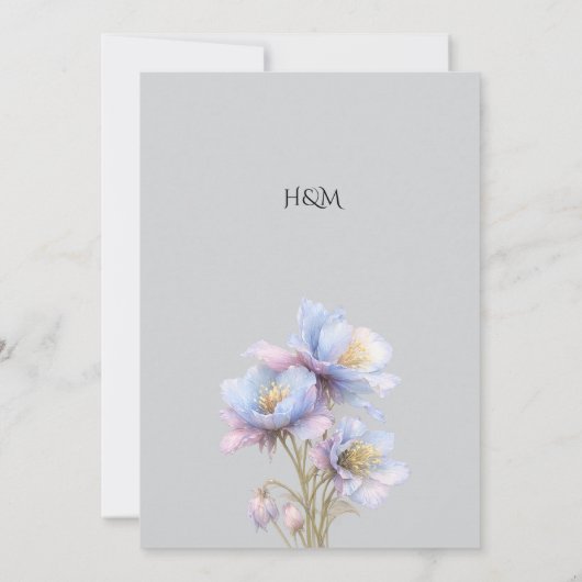 Artistic Pastel Botanical Sublime Florals Wedding Kaart (Achterkant)