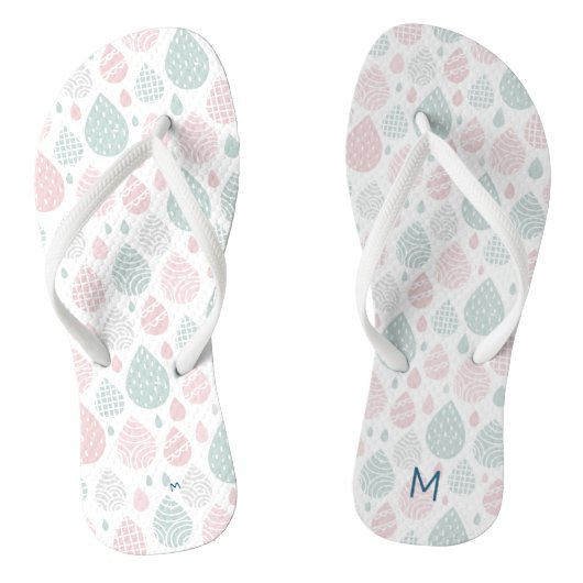 Artistic Pastel Regendruppels Monogram Teenslipper Teenslippers (Voetbed)