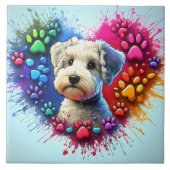 Artistic Paw Print Tegel met liefde voor huisdiere Tegeltje (Voorkant)