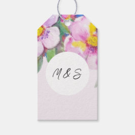 Artistic Peach Flowers Waterverf gepersonaliseerd Cadeaulabel