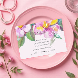 Artistic Peach Flowers Waterverf Handbeschilderd RSVP Kaartje