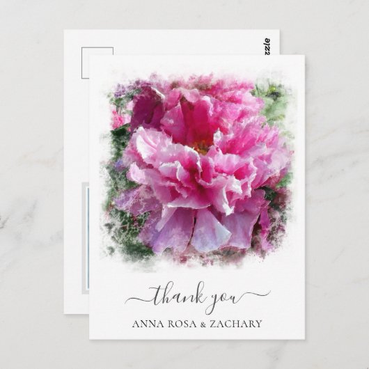 *~* Artistic Peony Floral Dank u AR1 Briefkaart (Voorkant / Achterkant)