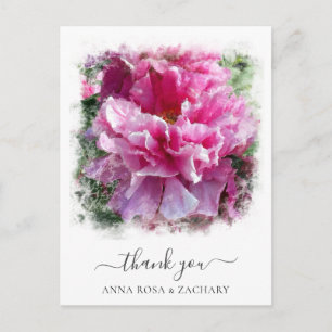 *~* Artistic Peony Floral Dank u AR1 Briefkaart