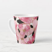 Artistic Pink Blooms Black Ink Abstract Latte Mok (Linkerhoek)