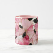 Artistic Pink Blooms Black Ink Abstract Mok (Midden)