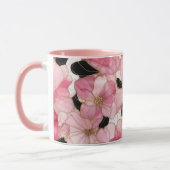 Artistic Pink Blooms Black Ink Abstract Mok (Links)