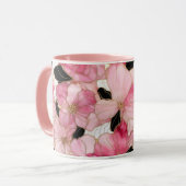 Artistic Pink Blooms Black Ink Abstract Mok (Voorkant links)