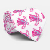 Artistic Pink Turtle Stropdas (witte achtergrond) (Opgerold)