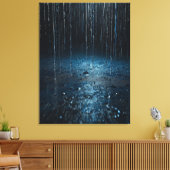 Artistic Rain Canvas – Abstract Zilveren Blauwe Mu (Insitu (Woonkamer))