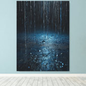 Artistic Rain Canvas – Abstract Zilveren Blauwe Mu (Insitu (Houten vloer))