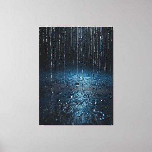Artistic Rain Canvas – Abstract Zilveren Blauwe Mu (Voorkant)