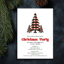Artistic Red Black Plaid Christmas Tree Invite Kaart