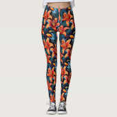 Artistic Red Tiger Lilly Flower Leggings (Voorkant)
