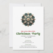 Artistic retro Christmas snowflake party invites Kaart (Voorkant)