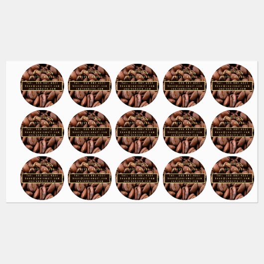 Artistic Roasted Coffee Beans Business Card Labels (Vel)