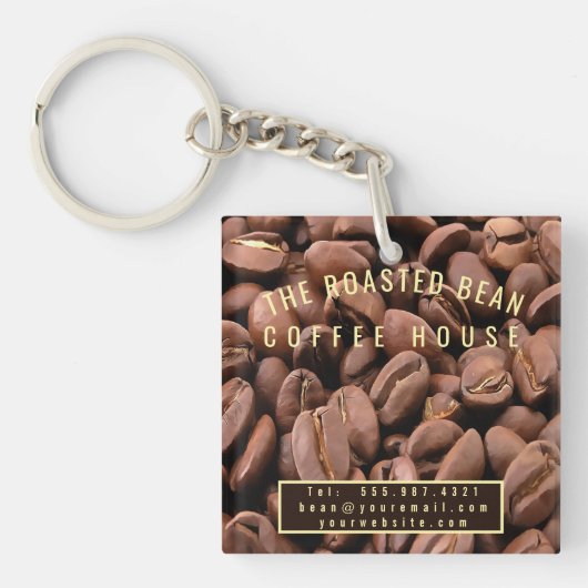 Artistic Roasted Coffee Beans Business Card Sleutelhanger (Voorkant)