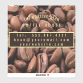 Artistic Roasted Coffee Beans Business Card Sticker (Vel)