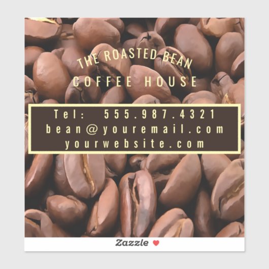 Artistic Roasted Coffee Beans Business Card Sticker (Vel)