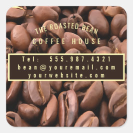 Artistic Roasted Coffee Beans Business Card Vierkante Sticker