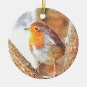Artistic Robin Redborst Perched Keramisch Ornament (Voorkant)