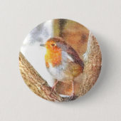 Artistic Robin Redborst Perched Ronde Button 5,7 Cm (Voorkant)