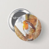 Artistic Robin Redborst Perched Ronde Button 5,7 Cm (Voorkant /achterkant)