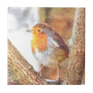 Artistic Robin Redborst Perched Tegeltje