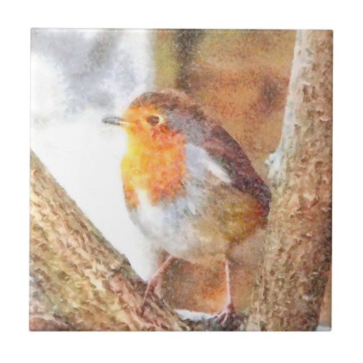 Artistic Robin Redborst Perched Tegeltje (Voorkant)