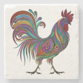 Artistic Rooster Design Onderzetter (Voorkant)