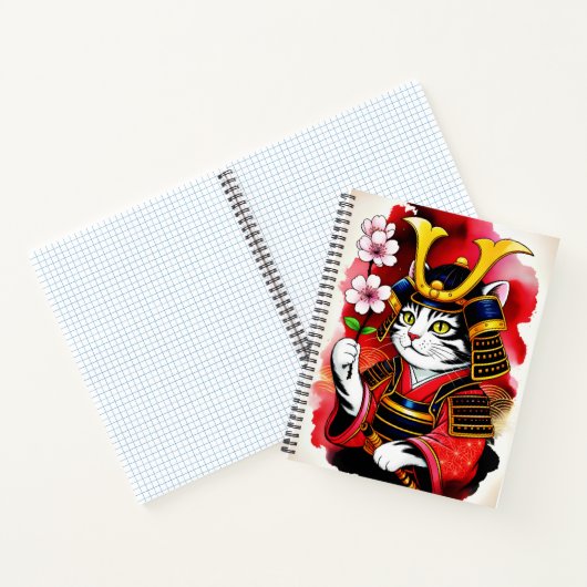 Artistic Samurai Cat Cherry For Journaling & Write Notitieboek (Binnen)