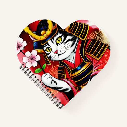 Artistic Samurai Cat Cherry For Journaling & Write Notitieboek (Voorkant)