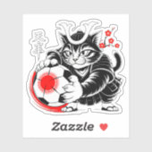 Artistic Samurai Cat Soccer For Laptops & Cars Sticker (Vel)