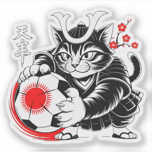 Artistic Samurai Cat Soccer For Laptops & Cars Sticker (Voorkant)