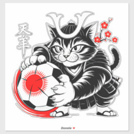 Artistic Samurai Cat Soccer For Laptops & Cars Sticker