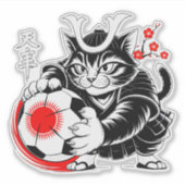 Artistic Samurai Cat Soccer For Laptops & Cars Sticker (Voorkant)