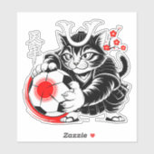 Artistic Samurai Cat Soccer For Laptops & Cars Sticker (Vel)