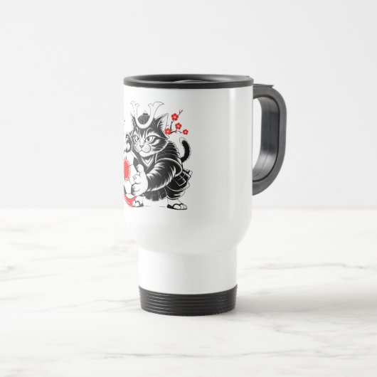 Artistic Samurai Cat soccer Gift for Coffee & Art  Reisbeker (Voorkant rechts)