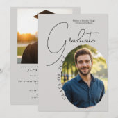 Artistic Script Photo Modern Minimalist Graduation Kaart (Voorkant / Achterkant)