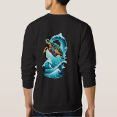 Artistic Sea Turtle Swimming Through Waves T-Shirt (Achterkant)