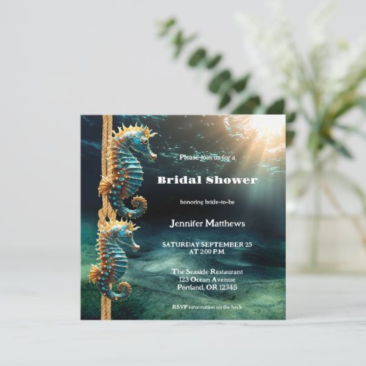 Artistic Seahorses Ocean Vrijgezellenfeest Kaart (Staand voorkant)