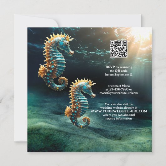 Artistic Seahorses Ocean Vrijgezellenfeest Kaart (Achterkant)