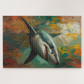Artistic Shark Portrait Vibrant Oil Painting Legpuzzel (Horizontaal)