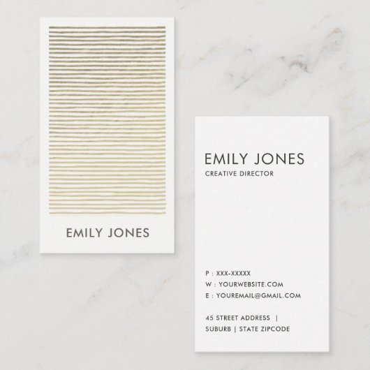 ARTISTIC SILVER FAUX SKETCH STRIPED LINE PATTERN VISITEKAARTJE (Voorkant / Achterkant)