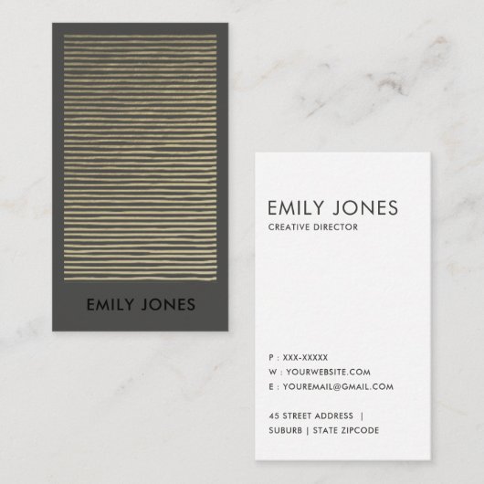 ARTISTIC SILVER FAUX SKETCH STRIPED LINE PATTERN VISITEKAARTJE (Voorkant / Achterkant)
