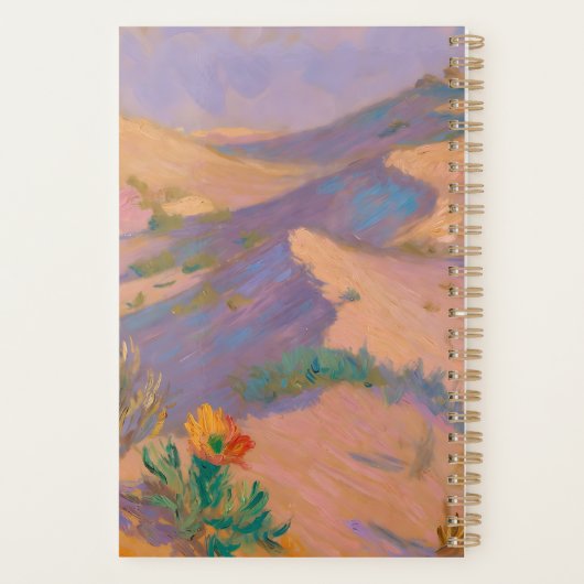 Artistic spiral notebook with desert drawings  planner (Achterkant)