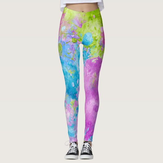 Artistic Splash: Waterverf Splash Leggings (Voorkant)