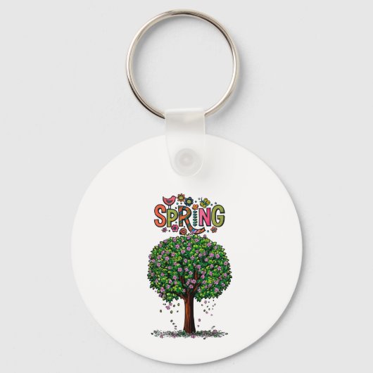 Artistic Spring Blossom Tree Graphic  Sleutelhanger (Voorkant)
