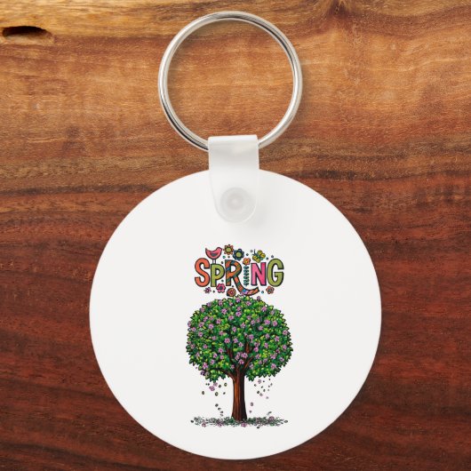 Artistic Spring Blossom Tree Graphic  Sleutelhanger (Voorkant)