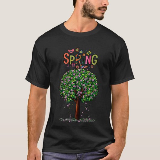 Artistic Spring Blossom Tree Graphic  T-shirt (Voorkant)