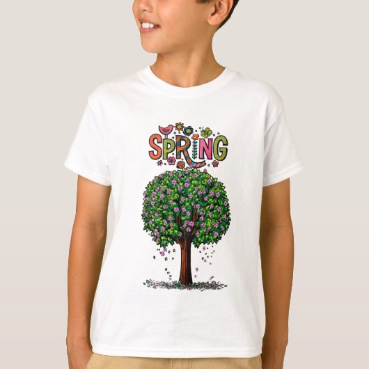 Artistic Spring Blossom Tree Graphic  T-shirt (Voorkant)